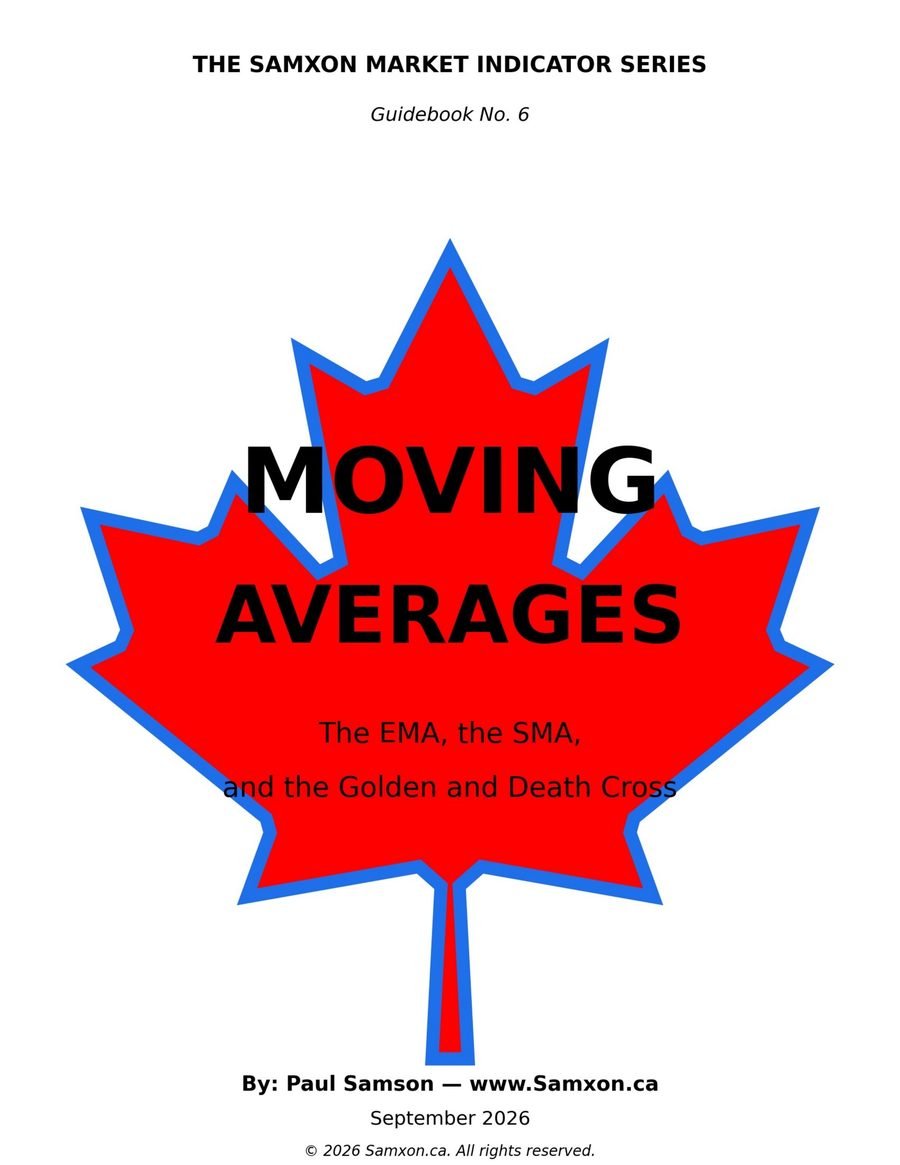 Moving Averages: The EMA, the SMA, and the Golden and Death Cross Moving Averages guidebook cover, Samxon Market Indicator Series No. 6